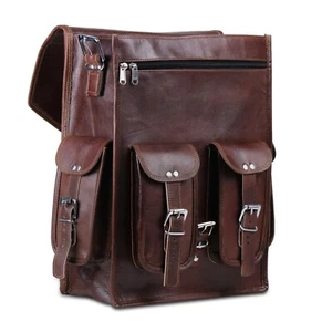 Para hombre Mujer Vintage Marrón Cuero Genuino Mochila Bolso Laptop Cartera Mochila - Imagen 1 de 9