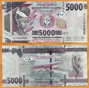 Billete de papel moneda Guinea 2015 unc 5000 francos p-49 - Imagen 1 de 1