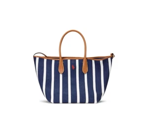 Ralph Lauren Striped Canvas Medium Bellport Tote (with Dust Bag) - Picture 1 of 8