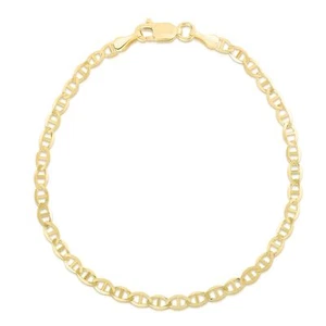 Floreo 10k Yellow Gold 2.5mm Solid Mariner Link Chain Bracelet or Anklet - Picture 1 of 5