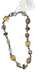 Lia Sophia Autumn Spice Pink/Yellow Beaded Chain Bracelet - Picture 1 of 3