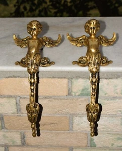 Brass Angel Shape Door Handle Big Gate Pulls Baby Angel With Wings MK0011 - Picture 1 of 12