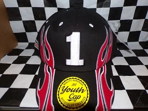 Jamie McMurray #1 NASCAR Ball Cap Hat Black w/ Red Flames Ballcap YOUTH - Picture 1 of 7
