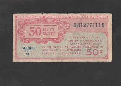 USA Military Payment Certificate 50 Cents (1947) P-M11 , Good - Image 1 of 2