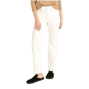 J Crew White Slim Boyfriend Jeans Womens Size 32 Raw Hem Denim - Picture 1 of 15