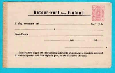 Formulario de devolución de papelería postal FINLANDIA como nuevo MNH Foto 1 de 2