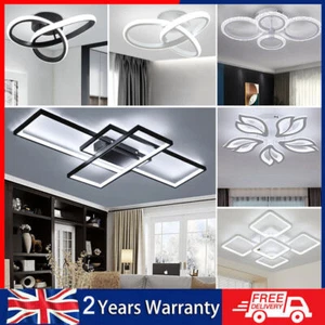 Modern Chandelier LED Lamp Black Frame Ceiling Light Living Room Pendant Lights - Picture 1 of 132