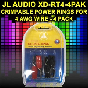 JL AUDIO XD-RT4-4PAK (90473) 4 GAUGE AWG CRIMPABLE COPPER RING TERMINALS POS/NEG - Picture 1 of 3