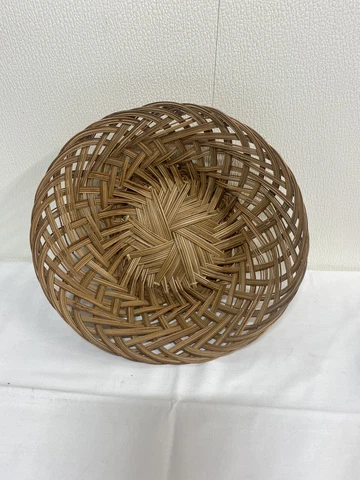Round woven rattan basket display bowl boho style 11" oval Cover