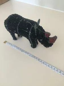 AFRICAN HANDCRAFTED FIGURINE WIRE AND BEADED. MR BLACK RHINO ,NEW STOCK, - Picture 1 of 6