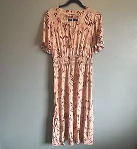 Knox Rose Women’s M Maxi Dress Boho Flutter Sleeve Keyhole Neck Peach - NWT - Picture 1 of 8