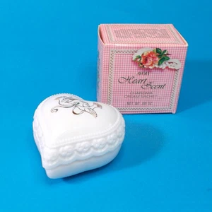 Vintage 70s Avon HEART SCENT Cream Sachet .66oz Glass Jar Heart Love Birds & Box - Picture 1 of 10