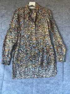 $890 VICTORIA BECKHAM Multicolor Pure Silk Long Sleeve Button Down Blouse Size 4 - Picture 1 of 21