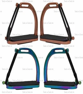 PLASMA COATING 4.75" PEACOCK SAFETY STIRRUPS HORSE RIDING IRONS STAINLESS STEEL - Picture 1 of 1