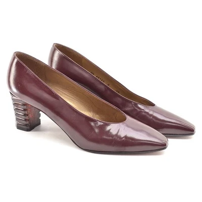Womens Stuart Weitzman Corniche Dress Pumps 8.5 B Bordeaux Leather Heels Shoes - Image 1 of 4