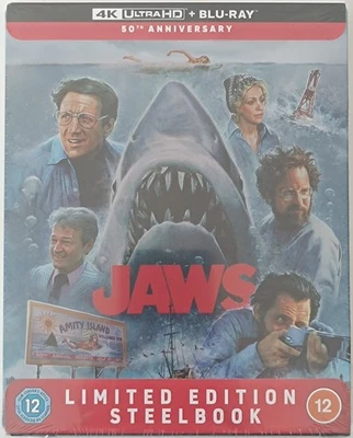 Jaws 4K+BD 50th Anniversary (UK Edition) Steelbook Blu-Ray NEW & SEALED! READ!!! - Image 1 of 4