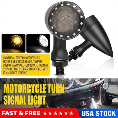 2X Luz LED de señal de giro ámbar para motocicleta ahumada intermitente de freno bala para Harley Foto 1 de 4