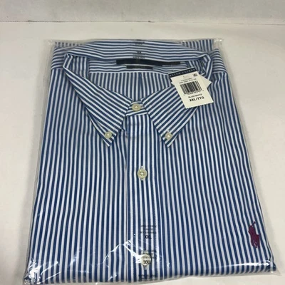 Ralph Lauren Slim Fit Men Blue White Stripe XXL Long Sleeve Button Down Shirt - Image 1 of 4