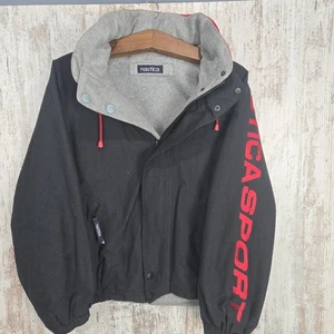 Vintage Nautica Sport Herren Wendejacke Gr. Small Fleece gefüttert schwarz/rot  - Bild 1 von 16