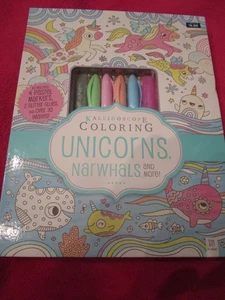 New Kaleidoscope Coloring Book Unicorns Narwhals & More Fun Kids Activity Book - Picture 1 of 4