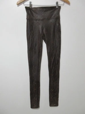 Sz S Spanx Faux Leather Snake Skin Leggings Women's Brown Animal Print EXCELLENT - Image 1 of 4