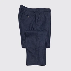 Brunello Cucinelli Dress Pants EU54 Men Dark Navy Wool Flannel - Picture 1 of 5