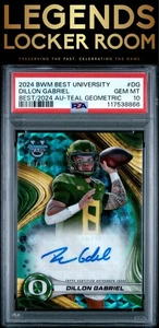 2024 Bowman Best University Best Of 2024 Auto Dillon Gabriel Teal /15 PSA 10 - Picture 1 of 2