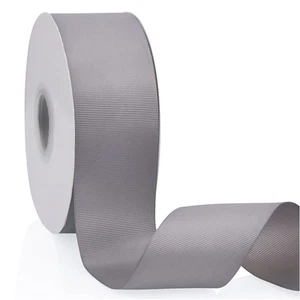 Silver Grey 2 X 50 Yards Solid Color Double Faced Grosgrain Ribbon for Gifts - Picture 1 of 7