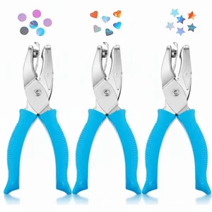 Zonon 3 Pcs Hole Punch Shapes Single Hole Paper Punchers for Crafts Handheld - Picture 1 of 7
