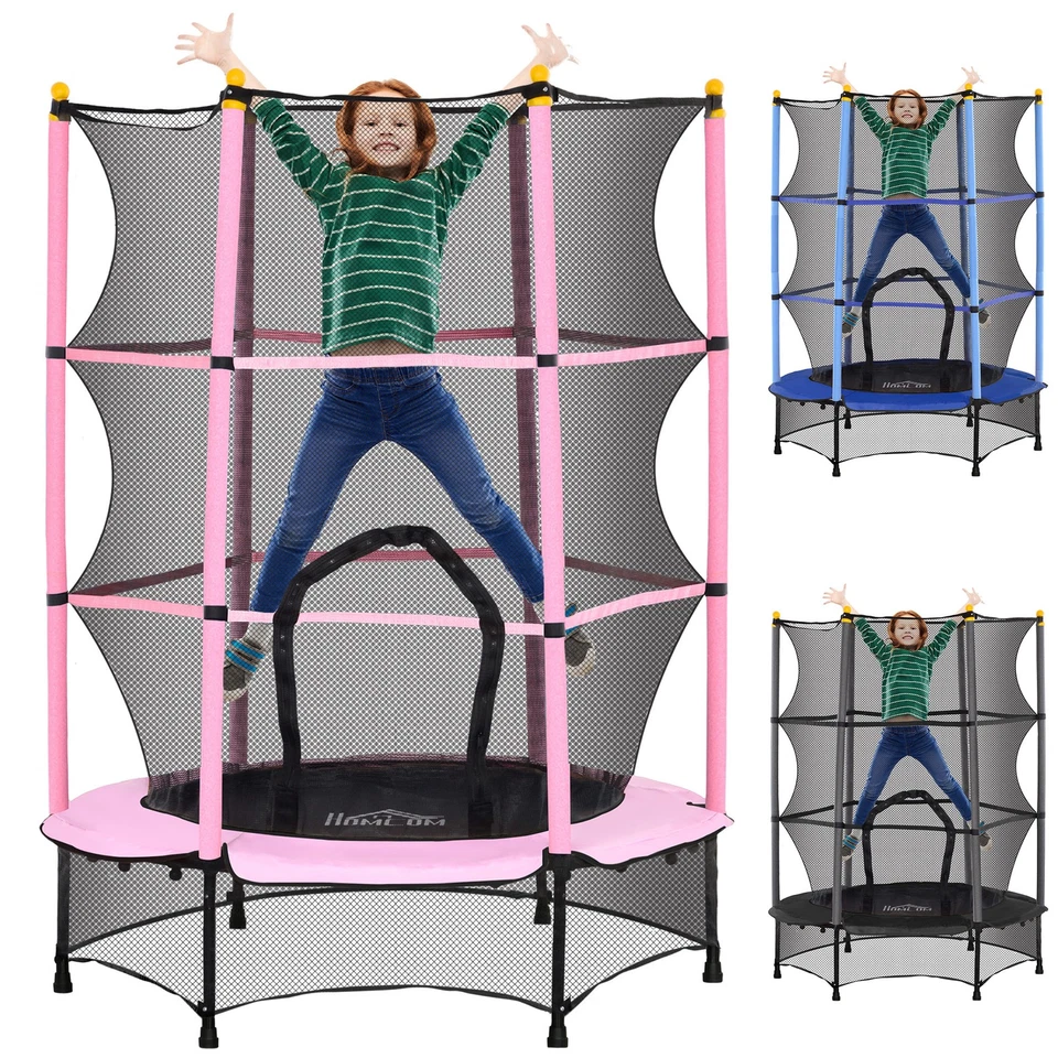 HOMCOM Tappeto Elastico per Bambini 3-10 Anni con Rete di Sicurezza Ø140cm - Immagine 1 di 1