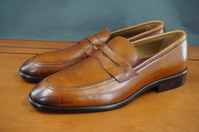 Bruno Magli Verona Shoe Mens Size 7.5 Brown Leather Slip On Casual Loafers Italy - Image 1 of 4