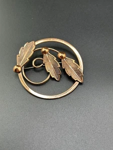 Broche vintage de hojas remolino de cobre campana - Imagen 1 de 12