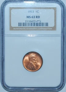 1913 P NGC MS63RD Red Lincoln Wheat Cent Looks Very Nice For The Grade - Picture 1 of 2