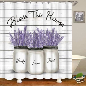RnnJoile Cortinas de Ducha Púrpura Lavanda Cortina de Baño Lila y Gris... - Imagen 1 de 2