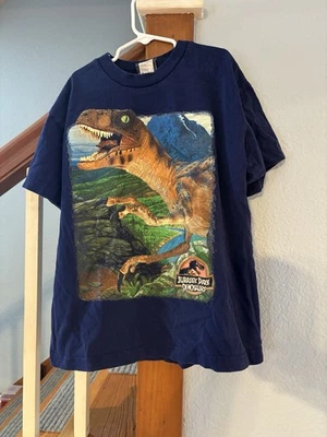 Vintage 90s Jurassic park youth large 10 12 14 t shirt T. rex dinosaur - Image 1 of 4