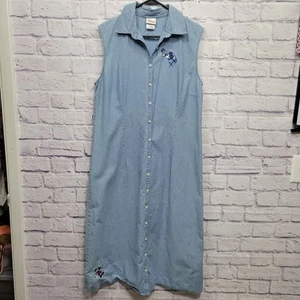 Vestido Denim Disney Store Talla L Jersey Lavado Claro Bordado Mickey Mouse - Imagen 1 de 10
