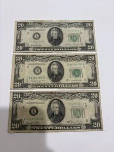 Lot of (3) 1950 Series Twenty Dollar $20 Bills Circulated Federal Notes - Picture 1 of 2