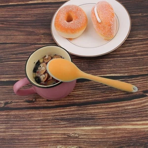 Silicone Dinner Dessert Spoon Serving Utensil for Kitchen Restaurant Orange - Picture 1 of 8