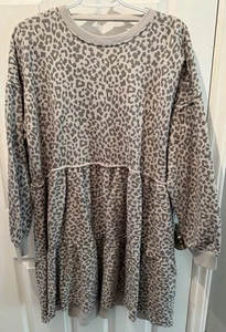 American Eagle weiches graues Babydoll Sweatshirt Kleid Größe Small Animal Print - Bild 1 von 6