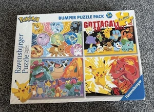 Pokémon Ravensburger Bumper Puzzle Pack 4 In 1 (4x100 Pieces) 2x Brand New - Picture 1 of 5