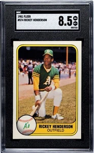 1981 Fleer #574 Rickey Henderson HOF SGC 8.5 NMMT+ MLB Oakland Athletics - Picture 1 of 2