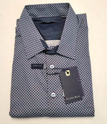 $155 New Stone Rose Button Casual Shirt Men 2XL XXL Blue Red GEOMETRIC Medallion - Image 1 of 4