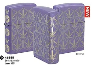 Amazing Smoky Lavender Cannabis Laser Engraved Zippo Lighter - Picture 1 of 1