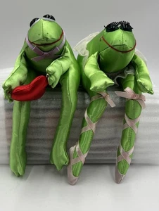 VTG Set Of 2 Russ Satin Sophisticates Frog Plush Shelf Sitter Ballerina Heart - Picture 1 of 14
