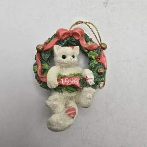 Gattino In Corona Ornamento Enesco 1996 Calico Gattini Senza Scatola Vintage - Foto 1 di 4