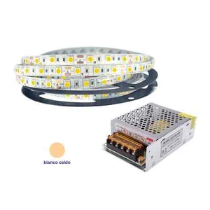STRISCIA LED SMD 5050 300 LED 5 METRI STRIP BOBINA IP 65 CALDA con ALIMENTATO... - Foto 1 di 5