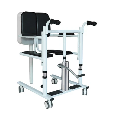 Patient Lift Transfer Chair, Bathroom Wheelchair w/180° Split Seat and Potty Khn - Image 1 of 4