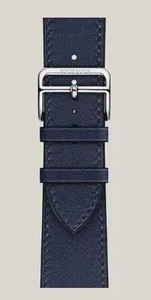Véritable Apple Watch Hermès Navy Swift Single Tour en acier inoxydable 46 mm 45 mm 44 mm - Photo 1 sur 1