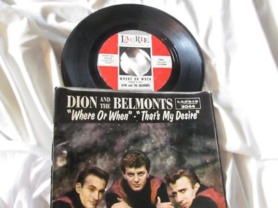 DION AND THE BELMONTS WHERE OR WHEN PIC SLEEVE w/RECORD 1959 ORIGINAL LAURIE Foto 1 de 4