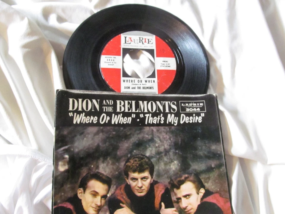 DION AND THE BELMONTS WHERE OR WHEN PIC SLEEVE w/RECORD 1959 ORIGINAL LAURIE Foto 1 de 4